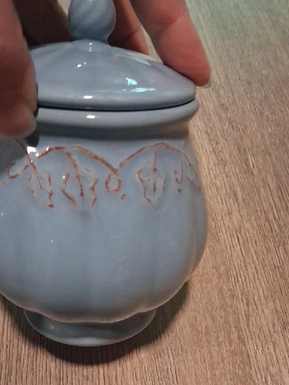 Longaberger Light Blue Stoneware Sugar Bowl And Creamer